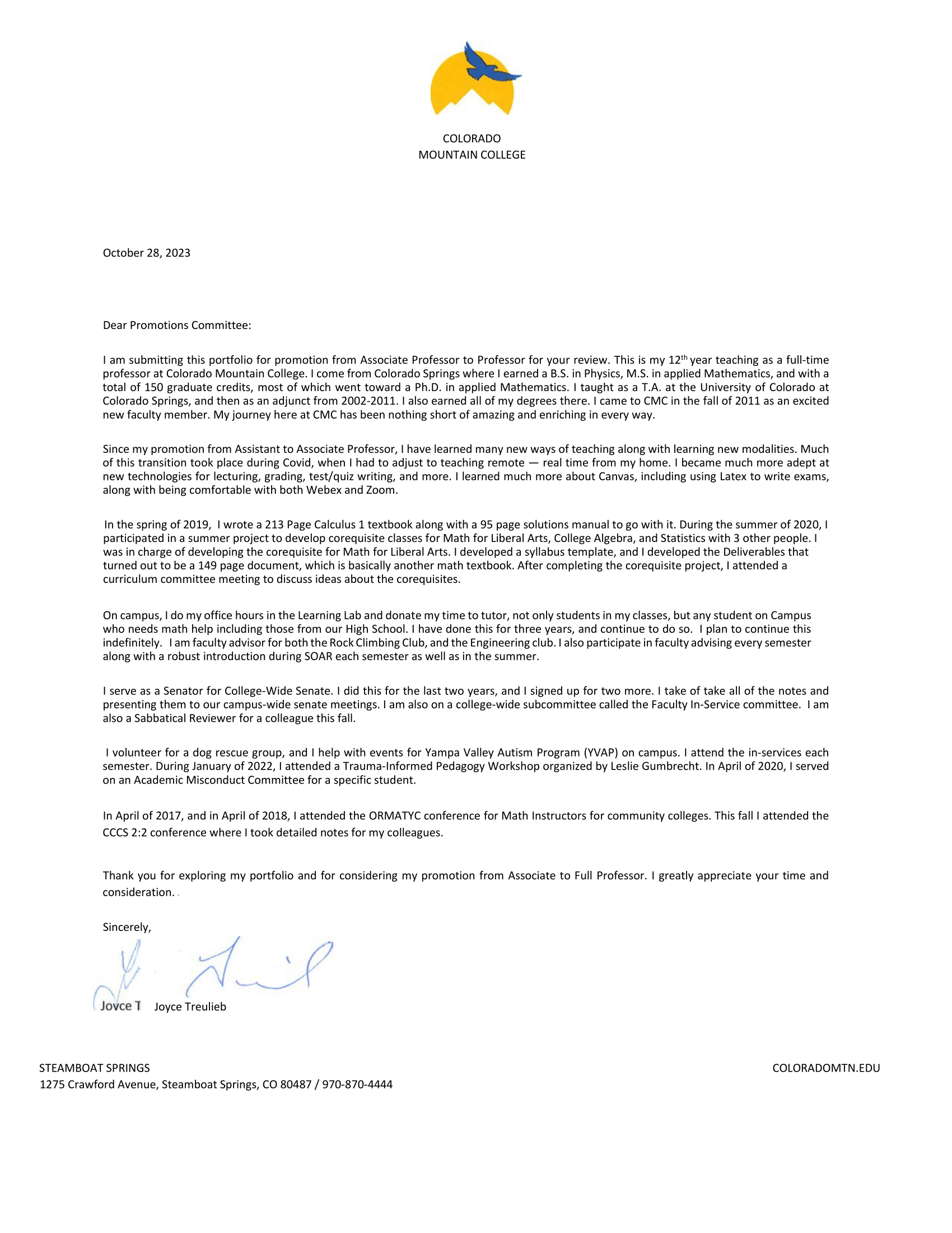 Cover Letter for Promotion